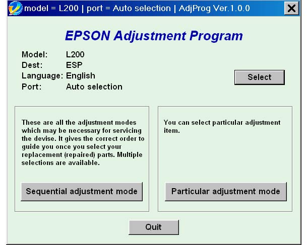 Сервисная программа для принтеров Epson 200, L201