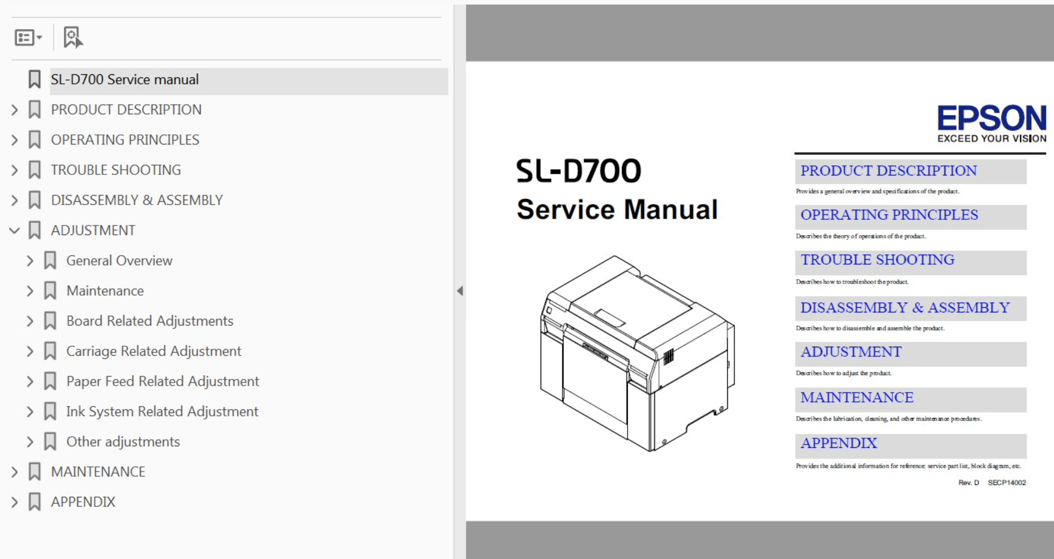 Epson Sure Lab SL-D700 printer Service Manual