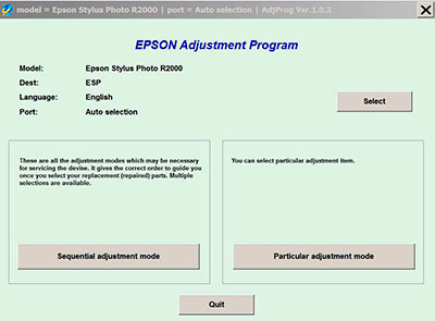 Epson R2000 Adjustment Program - настроечная программа